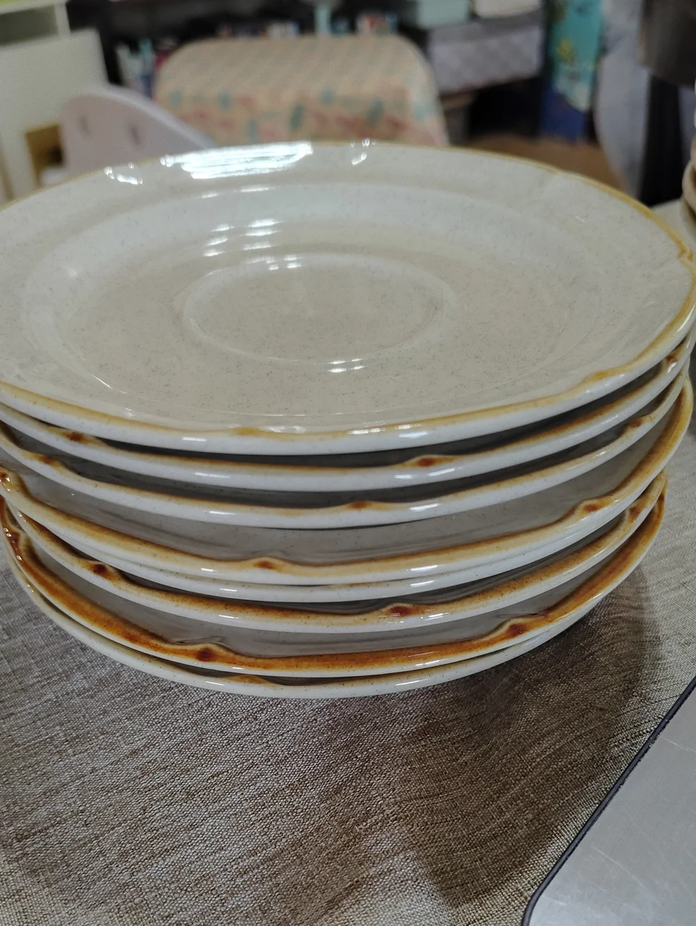 Hearthside Neutral Cream Saucer with Tan Rim